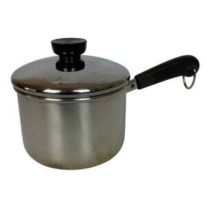 Revere Ware Stainless Steel 1-1/2 qt Saucepan & Lid Clinton IL USA Vintage 1983